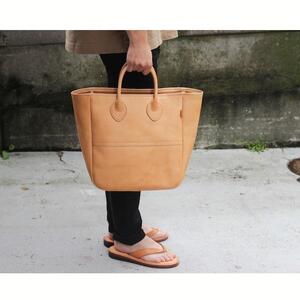 栃木レザー使用｜ソフトな手触り 本革 小さめトートバッグ｜Tote bag 03 M｜キャメル｜minca（全7色）