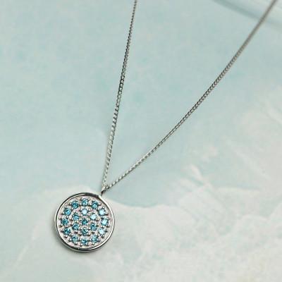 ふるさと納税 大津市 【プラチナ900 ラボブルーダイヤネックレス 0.095ct】50cm パヴェペンダント Pt |  | 01
