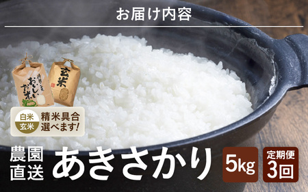 先行予約 令和8年産 新米 (玄米) 定期便 3ヶ月連続お届け あきさかり 5kg × 3回 計15kg ブランド米 米 2026年10月上旬以降順次発送 [C-8967_02]