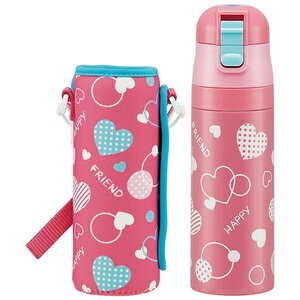 ダイレクトステンボトル　カバー付　ハート水玉　37604-7-ＫＳＤＣ４　11-103