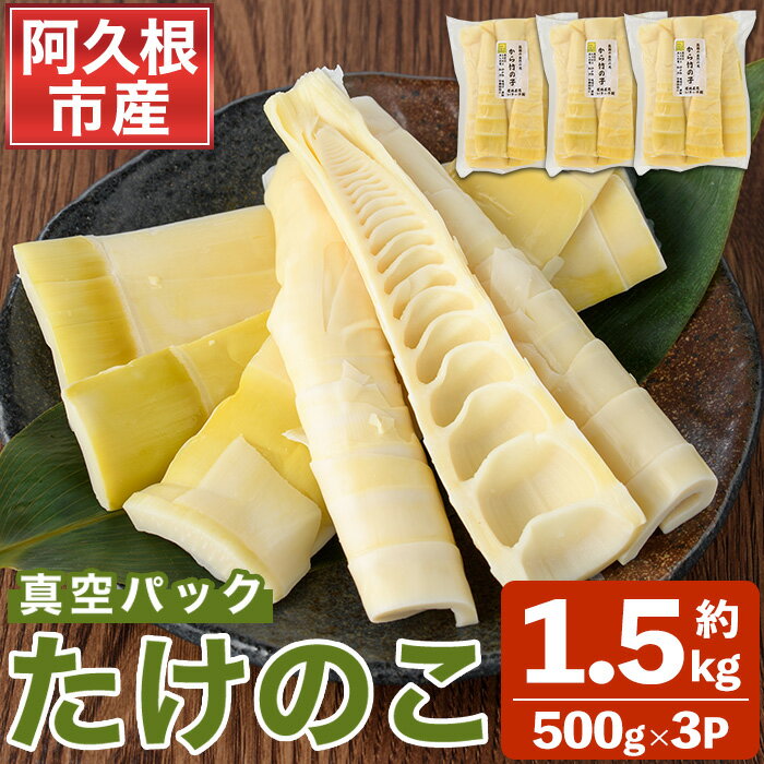 【ふるさと納税】真空パックたけのこ(約1.5kg・500g×3P) 国産 野菜 たけのこ タケノコ 淡竹 ハチク はちく 唐竹 カラタケ からたけ 筍 旬 煮物 天ぷら つくだ煮【あくね旬の店いきいき館】akn015-22