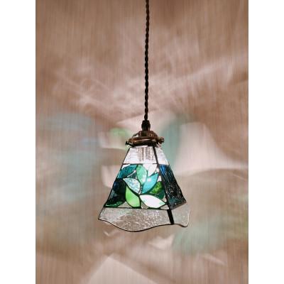 ふるさと納税 基山町 ステンドグラス【リーフのペンダントランプ】希少ドイツ製ガラスほか　電球付き(申し込み後生産) |  | 01