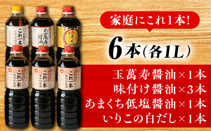 忙しいあなたに！これ1本で美味しい味付け！たっぷり6本セット（特級醤油/白だし/味付け醤油/あまくち減塩醤油） 江田島市/有限会社濱口醤油 [XAA003]