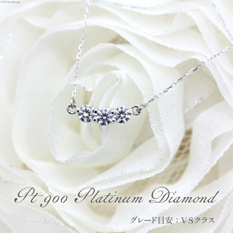 【ふるさと納税】 ネックレス PT900 プラチナ ダイヤモンド 計0.3ct 【f030-pt】[オーダーメイドジュエリーメイ 山梨県 韮崎市 20743758] 3連 横並び ライン スリーストーン 両吊り ペンダント アクセサリー アクセ ジュエリー