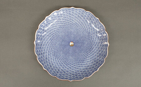 【波佐見焼】青海波尽くし富士 輪花盛皿【協立陶器】[TC133]