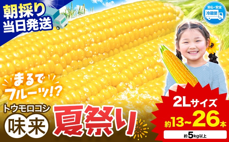 とうもろこし 味来 ★2027年出荷分 先行予約 夏祭り 選べる 約5kg 約10kg 13本前後 26本前後 《2027年6月中旬-7月中旬頃出荷予定》 茨城県 結城市 野菜 甘味が強い 柔らかい ジューシー フルーティー 夏野菜 コーン【配送不可地域あり】(北海道・沖縄・離島)---yuki_local_911_5kg---