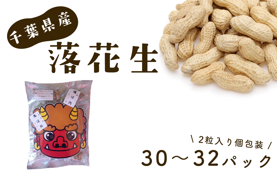 節分　～鬼面付きファミリーパック～　千葉県産落花生　から付2粒入り　個包装で豆まき！