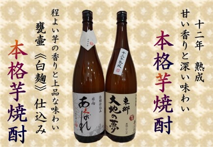 焼酎 芋 あくがれ白麹・大地の夢 1800ml×各1本 [七福酒店 宮崎県 日向市 452060651] 芋焼酎 甕壷 本格焼酎 白麹 25度 28度