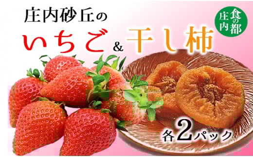 食の都庄内　庄内砂丘のいちご＆干し柿【各2パック】※1月中旬頃～順次配送