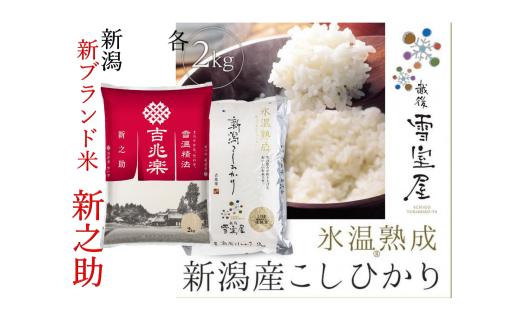 【令和7年産新米】 阿賀野市産 「 新之助 ＆ 雪室米 」 食べ比べ セット 各2kg 11月上旬より順次発送予定 新潟県 阿賀野市 米 こめ コメ 白米 精米 1J11028