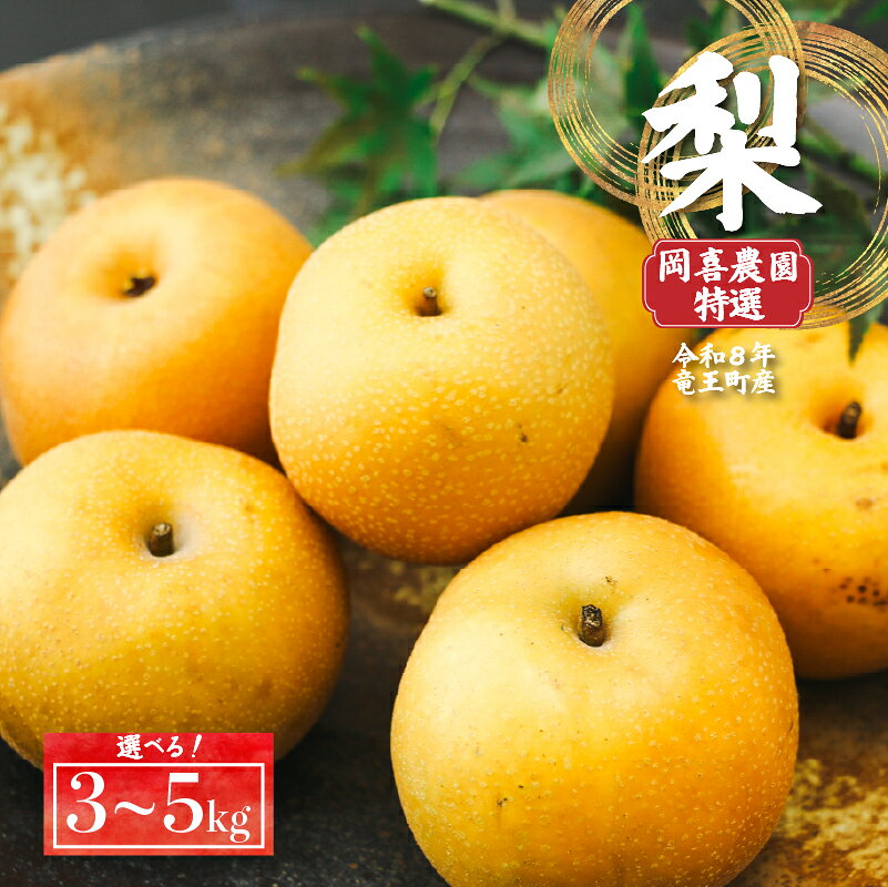 【ふるさと納税】期間限定 梨 3kg 5kg 品種 おまかせ 8月下旬～9月下旬発送 岡喜農園 令和8年産 数量限定 なし ナシ 幸水 豊水 品種 2026年産 夏 フルーツ 果実 くだもの 竜王産 滋賀県 竜王町 送料無料 ふるさと納税