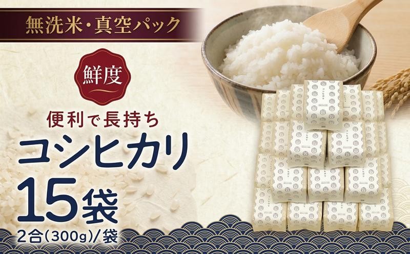 
                  無洗米 コシヒカリ 真空 計4.5kg 300g ( 2合 ) × 15袋 令和7年産 米 お米 コメ 茨城県 コシヒカリ こしひかり 新生活 応援 
                