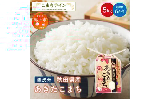 《 定期便 》 《新米先行予約》 新米 無洗米 あきたこまち 5kg × 6ヶ月 半年 米 一等米 返礼品 こめ コメ 5キロ 6回 グルメ 故郷 ふるさと 納税 秋田 潟上市 一人暮らし 【こまちライン】