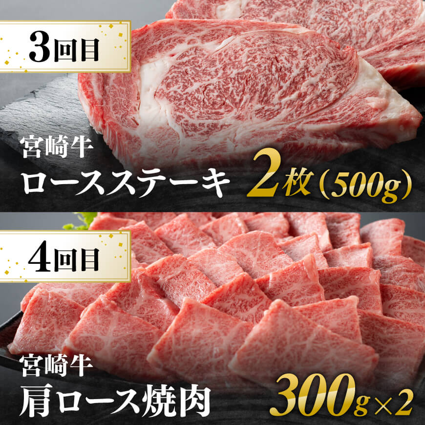 【12ヶ月定期便】宮崎牛定期便 【 肉 牛肉 国産 宮崎県産 宮崎牛 黒毛和牛 和牛 鶏肉 焼肉 しゃぶしゃぶ すきしゃぶ 焼しゃぶ 4等級 A4ランク 】