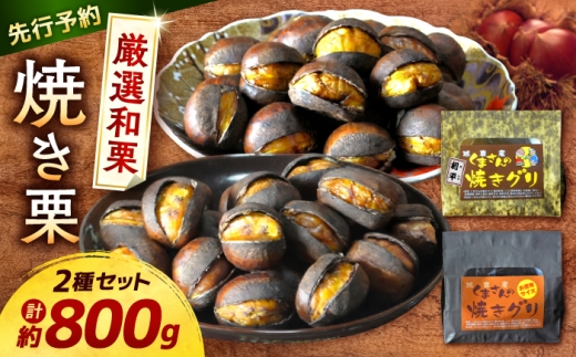 【先行予約】【2026年10月中旬より順次発送】くまさんの焼きグリ【食べ比べセット】 計約800g (約400g×2種) くり 栗 国産 生栗 果物 和栗 焼き栗 利平 おやつ 和菓子 食べ比べ フルーツ スイーツ 熊本県 合志市 【くまさんの焼きグリ】 [AYDQ001]