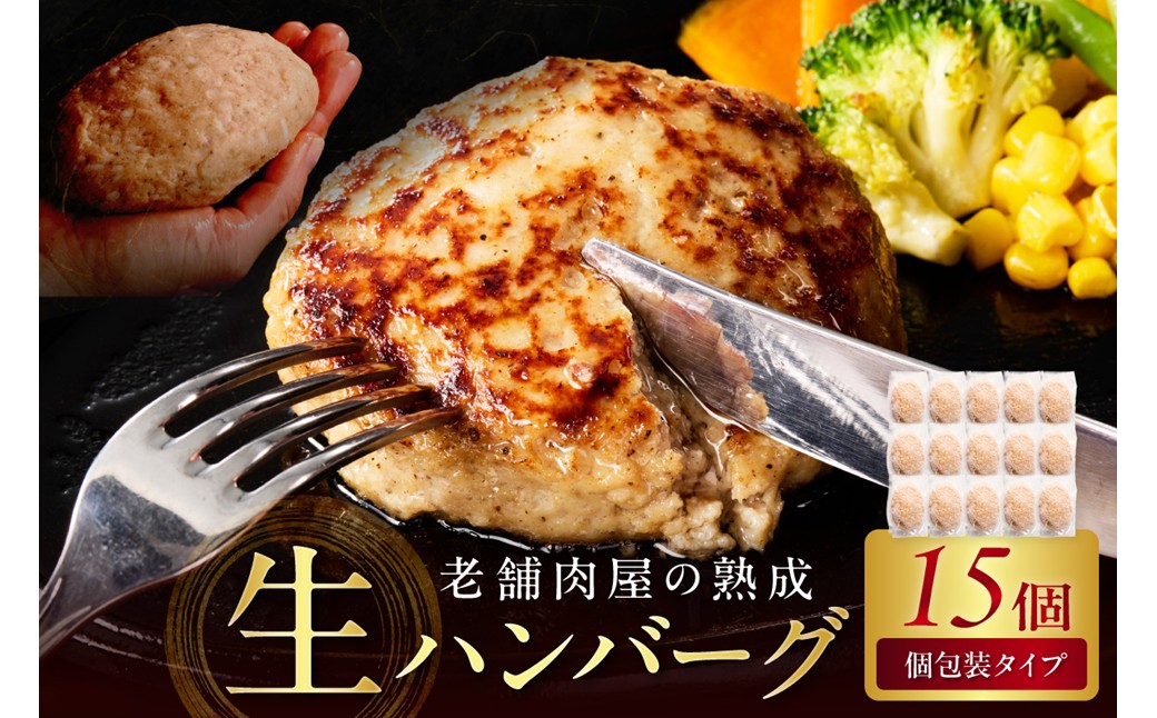 博多和牛手ごね生ハンバーグ 15個【019-0021】