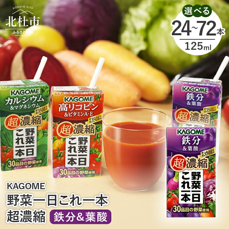 【ふるさと納税】 《年末キャンペーン》 カゴメ 野菜一日これ一本 超濃縮 鉄分&葉酸 125ml 紙パック 選べる本数 24本 48本 72本 野菜ジュース 濃縮ジュース 名水仕込 KAGOME これ1本 無添加 野菜不足 350g 30品目 健康志向 飲料 仕送り ギフト 防災 送料無料 10000円