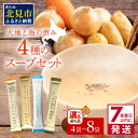 【ふるさと納税】《7営業日以内に発送》大地と海の恵み北海道スープ 4種セット 4〜8袋 ( ふるさと納税 1000円 スープ たまねぎ オニオン じゃがいも じゃがバタ ごぼう ほたて 帆立 野菜 小分け )