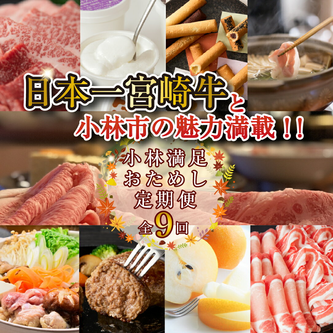 【ふるさと納税】【定期便・全9回】日本一宮崎牛と小林市の魅力満載!!! 小林満足おためし定期便 10万円コース 牛肉 豚肉 鶏肉 果物 フルーツ アイス 限定 定期便 国産牛 牛 肉 お肉 ふるさと 人気 おすすめ 贈答 ギフト お裾分け プレゼント 精肉 宮崎県 小林市 送料無料