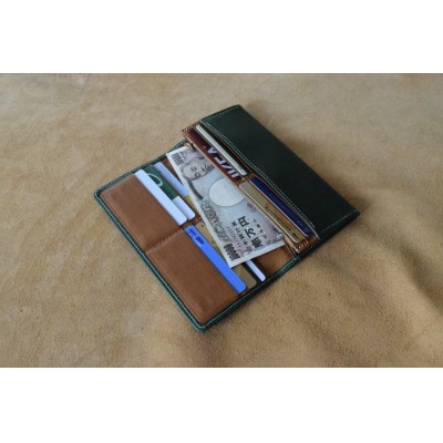 本革長財布　グリーン　高級イタリアンレザー使用【1273676】