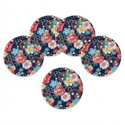 ふるさと納税 和歌山市 友禅和紙 コースター 桜 牡丹文 5枚セット 食洗機対応のおしゃれな和風コースター