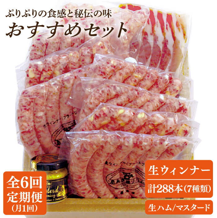 【ふるさと納税】【全6回定期便】本場ドイツで連続金賞受賞！生ウインナー 7種 48本＋生ハム 詰め合わせ セット ( プレーン / にんにく / チーズ / こしょう / レモン / 香味野菜 / ごぼう ) 糸島 / 糸島手造りハム [AAC014] 贈答 ギフト 126000円