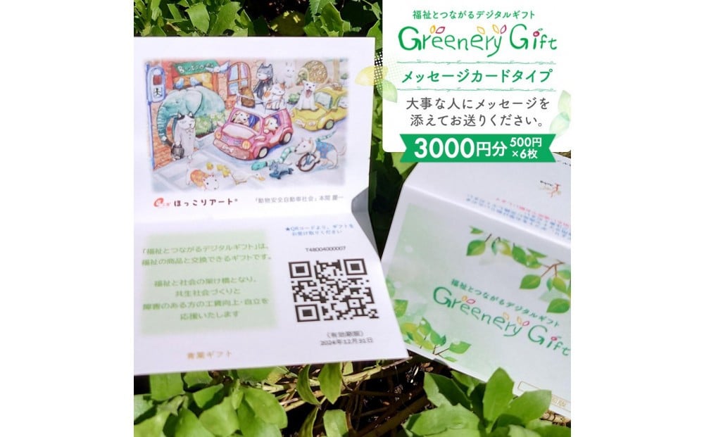 
「福祉とつながるデジタルギフト」メッセージカードタイプ（3000円分）
