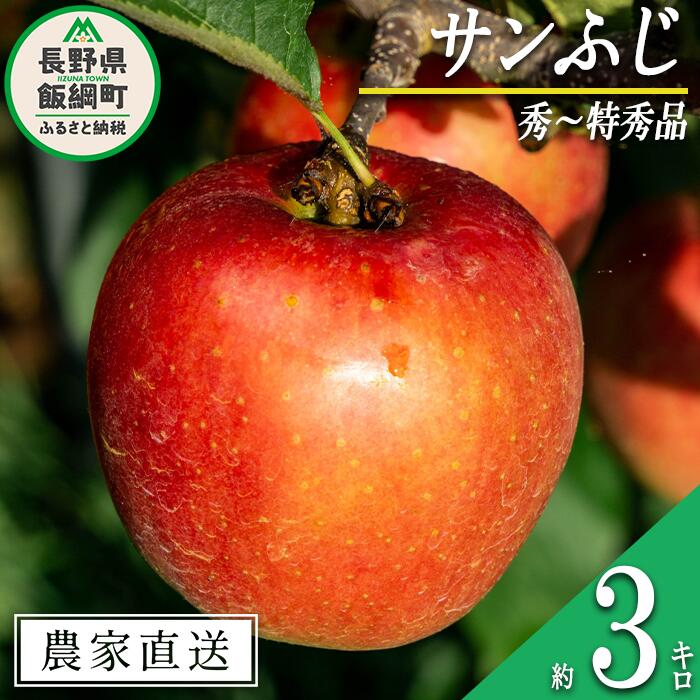 【ふるさと納税】 りんご サンふじ 秀 〜 特秀 3kg 永野農園 沖縄県への配送不可 令和7年度収穫分 長野県 飯綱町 〔 信州 果物 フルーツ リンゴ 林檎 長野 予約 農家直送 15000円 〕発送時期：2025年12月上旬〜2026年2月上旬