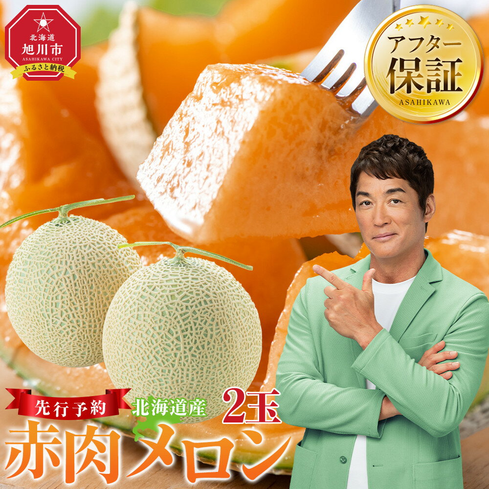 【先行予約】 北海道産赤肉メロン約1.6kg×2玉 (2024年7月中旬から発送予定) 【 果物 くだもの フルーツ 】 | メロン 赤肉 果物 フルーツ 糖度 2玉 デザート 旭川市ふるさと納税 北海道ふるさと納税