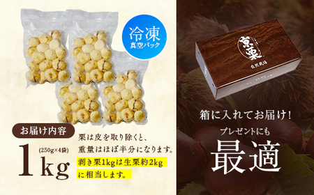 《11月中旬以降発送》京栗 生むき栗 冷凍 1kg（250g×4袋） / 栗 フルーツ 国産 綾部市 / エル・ファーム大槻［BSAR001］