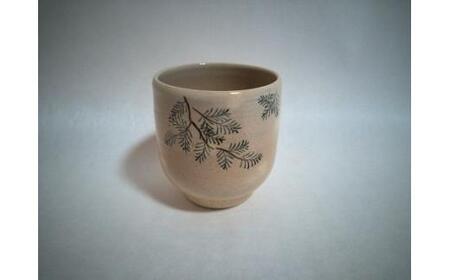 【伝統工芸品 清水焼】湯呑み 「立鶴・ひのき」（湯呑 伝統工芸湯呑み 湯呑）