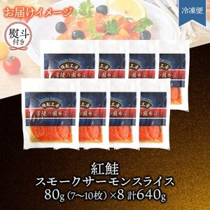 無地熨斗 紅鮭スモークサーモンスライス 80g×8パック お取り寄せグルメ カルパッチョ おつまみ【配送不可地域：離島】【1639093】