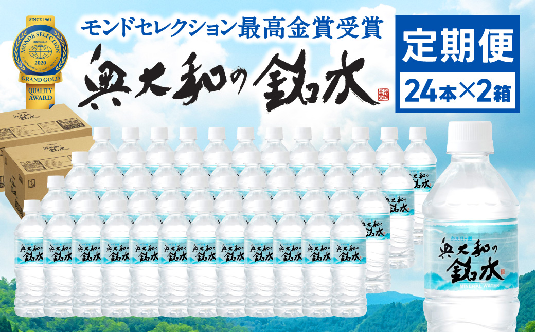 水・ミネラルウォーター【定期便3ヶ月】奥大和の銘水『500ml×48本（1箱24本入り×2箱）×3ヶ月』 シリカ水 軟水 賞味期限2年 長期間保存可能 天然水 飲料水 みず ミネラル 美容 備蓄 防災 長期保存 長期保存用 ミネラルウオーター 500ml 以上の返礼品 奈良県 奈良市 G-97