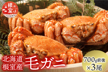 【北海道根室産】毛がに700g前後×3尾 D-21003