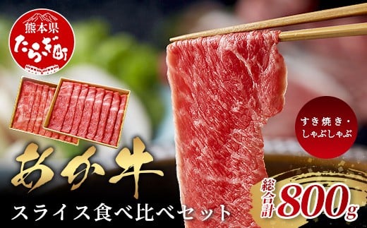 【母の日ギフト】熊本県産 あか牛 スライス 食べ比べ 800g～ すき焼き ・ しゃぶしゃぶ に～ リブロース 赤身モモ 熊本 あか牛 すきやき シャブシャブ 牛肉 肉 国産 和牛