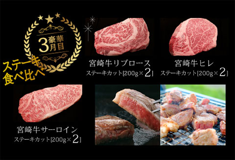 定期便 宮崎牛 だけの スペシャル 定期便 3ヶ月 コース |牛肉 牛 肉 モモ焼肉 モモスライス モモステーキ 赤身サイコロ クラシタローススライス ロース焼肉 バラ焼肉 ウデ焼肉 モモ焼肉 モモス