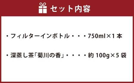 フィルターインボトル （750ml） 1本 &amp; 深蒸し茶 （約100g×5袋） セット【緑茶】 お茶 茶 日本茶 静岡茶 茶葉 飲料