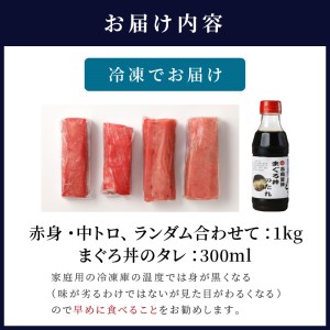 鷹島産最高級本まぐろ まぐろ丼のたれ付き(1kg)【E5-003】（本マグロ 本まぐろ 本鮪 鮪 マグロ 鷹島産 海鮮 まぐろ 漬け丼 魚介類 中トロ 赤身 松浦 海鮮丼 丼 本格的）