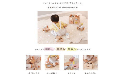 HOPPL（ホップル） スタッキングボックストイ いちご（奏でるつみき） メッセージプレートC