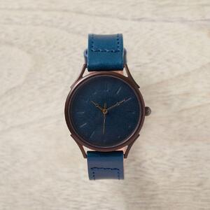 特産【近江牛革】で作るハンドメイドウォッチ サステナブルを時計から始めてみる 文字盤/ベルトカラー：青 WJ013X 青-青 腕時計