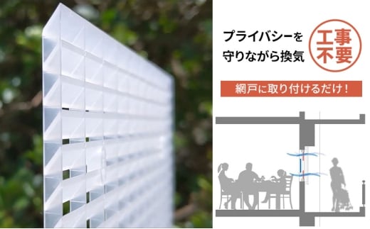 プライバシーを守りながら換気が出来る エアリールーバー モデル4（網戸に取付ける薄型軽量ポリプロピレン製準耐候型ルーバー）12枚セット  千葉県 千葉市 [№5346-2045]