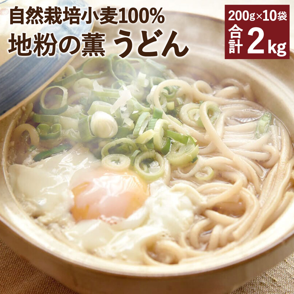 【ふるさと納税】地粉の薫(かおり)うどん 自然栽培小麦100% 合計2kg 200g×10袋 セット うどん 麺類 地粉 小麦 熊本県産 九州産 送料無料 《30日以内に出荷予定(土日祝除く)》
