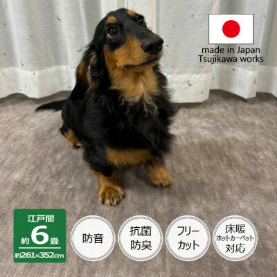 【ふるさと納税】カーペット 江戸間 6畳 防音 ペット対応 厚手 ナンテン 261×352cm グレージュ 日本製【1525640】