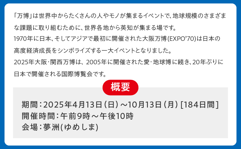 【早割1日券】2025年日本国際博覧会 大阪・関西万博 入場チケット（大人1名分）【EXPO 2025 大阪 関西 日本 万博 ばんぱく 夢洲 早期購入割引 前売り 期間限定】 099V057