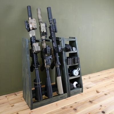 ふるさと納税 横手市 WOOD WORKS ガンラック ライフルスタンド 3丁掛【本体:ミリタリーグリーン】 |  | 01
