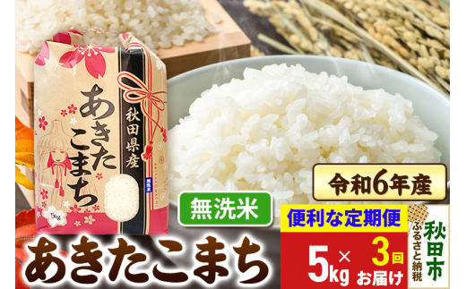 《定期便3ヶ月》 あきたこまち 5kg 令和6年産 新米 【無洗米】秋田県産