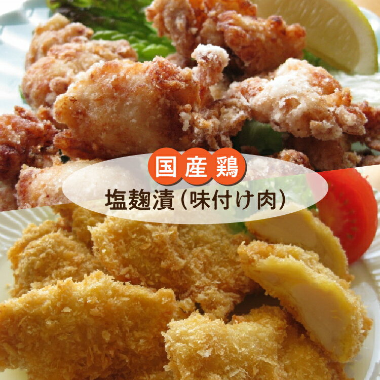 【ふるさと納税】国産鶏 塩麹漬 塩麹チキン 小分け 冷凍 唐揚げ チキンカツ 鶏むね肉 時短 b-168