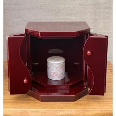 ふるさと納税 高山市 【飛騨春慶小型仏壇】勾玉mini　分骨納めピンク g122
