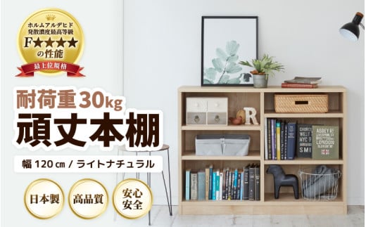 GH-L120IR 頑丈本棚 幅120cm ライトナチュラル（ロータイプ）たっぷり安心して収納！日本製 [aw053-g001]