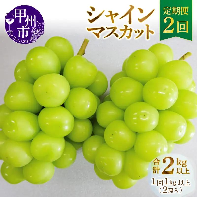 【定期便】甲州市産厳選旬のシャインマスカット1kg以上2房×2回【2026年発送】（MG）C-452 シャインマスカット フルーツ